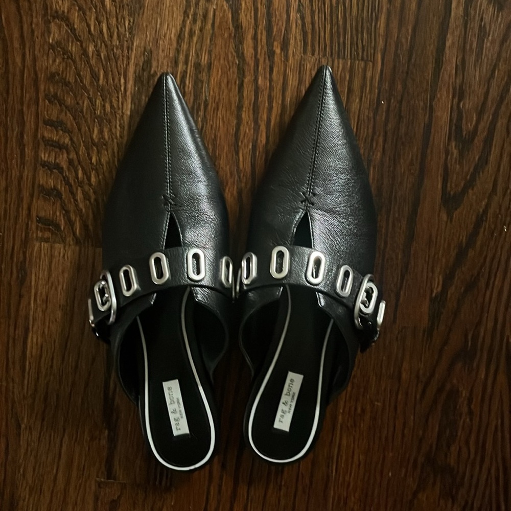 rag & bone Black Mules with Silver Accents - Picture 4 of 4